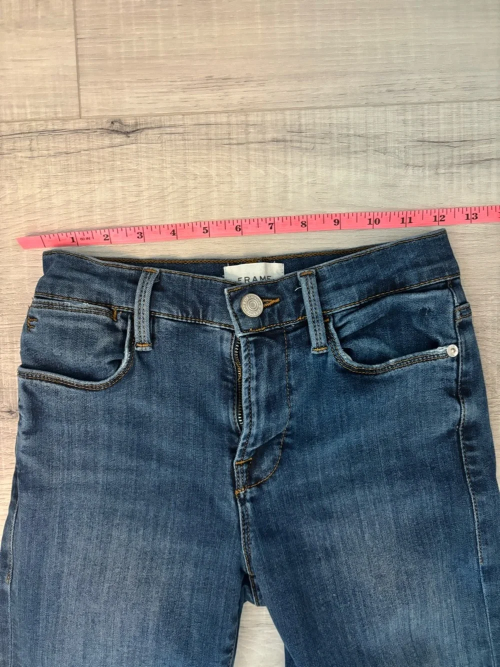 FRAME Le High Straight Jeans Womens 25 Blue Raw Hem Crop High Rise Premium Denim